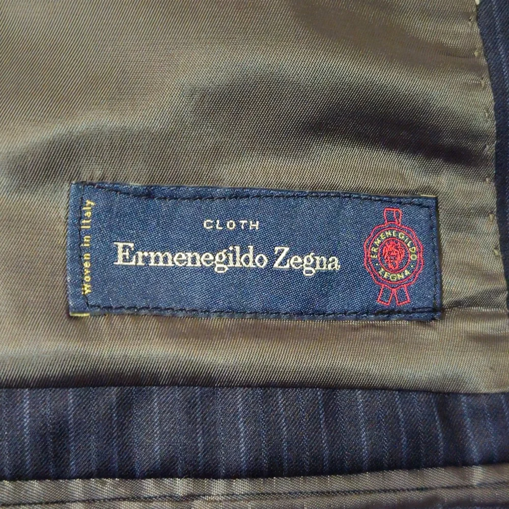 Saks Fifth Avenue Ermenegildo Zegna Blazer Mens Blue Pinstripe‎ Silk Wool Jacket